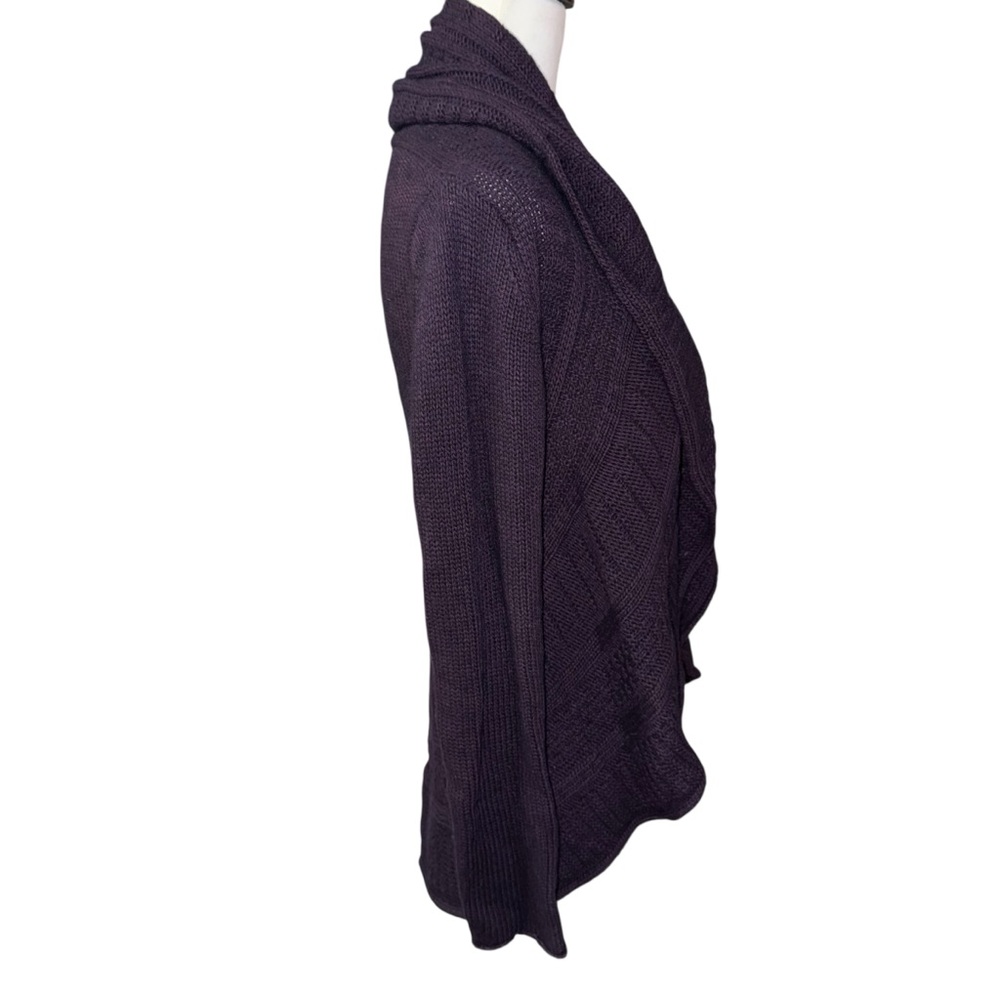 Autumn Cashmere Deep Purple Open Front Draped Cardigan Sweater Sz Medium - Picture 6 of 9